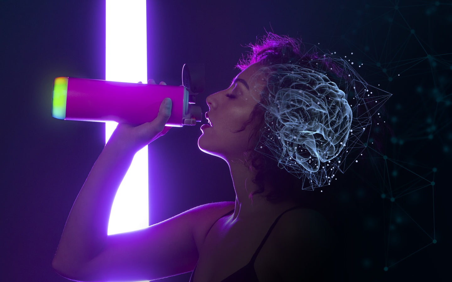 A person drinking water to reduce anxiety.