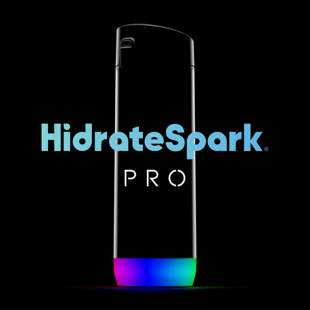 HidrateSpark PRO STEEL - 32 oz. Smart Water Bottle + Bonus Straw Lid -  Black - Apple