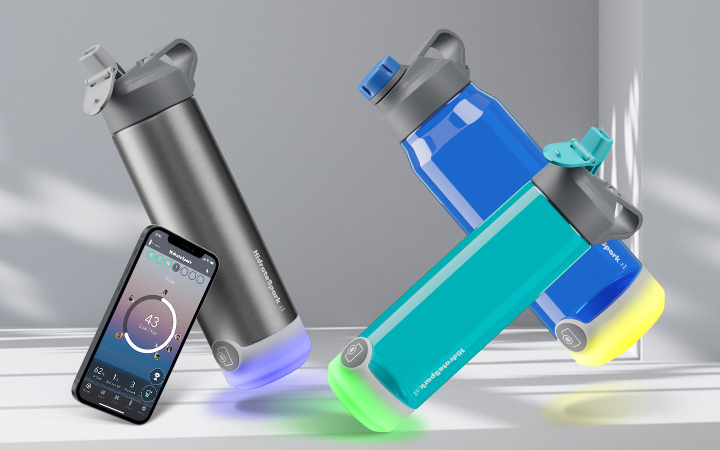 New HidrateSpark TAP Smart Water Bottle Collection with Tap to Track Hydration Technology