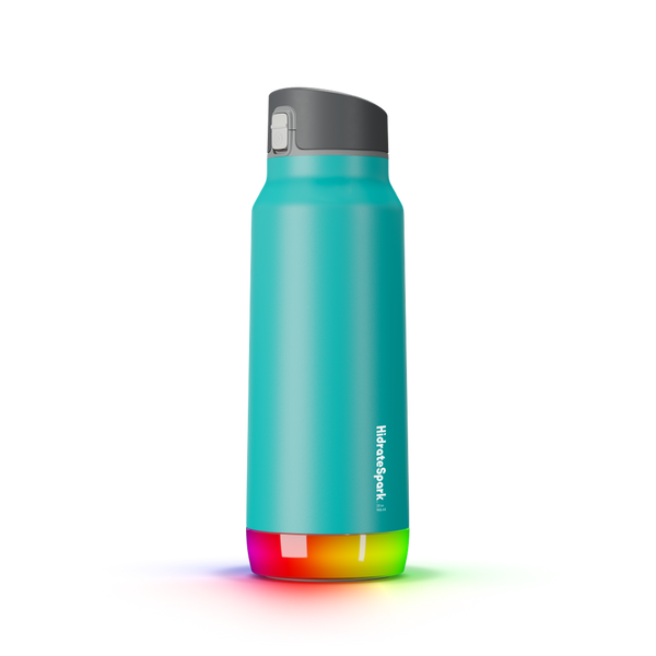 HidrateSpark PRO STEEL - 32 oz. Smart Water Bottle + Bonus Straw Lid -  Silver - Education - Apple