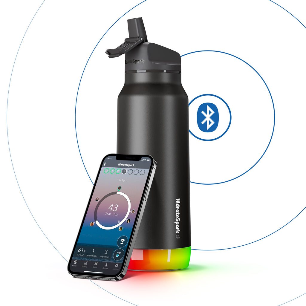 HidrateSpark PRO | 32 oz / 946 ml Insulated Stainless Steel Bluetooth Smart Water Bottle Straw Lid With Free Hydration Tracker & Drink Reminder App